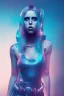 Placeholder: danish singer mø face, cyberpunk,blue tones, style free