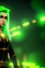 Placeholder: Cute elf girl, green and yellow hair, nighttime background