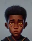 Placeholder: Portrait of a gorgeous black skinned toddler warlock boy with dark hair by Jim Kay