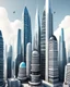 Placeholder: 3D modern futuristic skyscrapers in cartoon Pixar style on white background, png, high resolution, highly detailed texture.