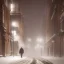 Placeholder: a man wearing a trench coat walking down the snowy street of london, lots of fog, dramatic, dramatic lighting, volumetric lighting, hyperrealism, 8k, high quality, photorealistic, lot of details