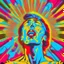 Placeholder: a human having a spiritual experience in a pop art style