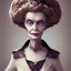 Placeholder: extrem tim burton style of old evil lady stepmother, sharp focus