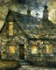 Placeholder: lone old stone cottage with lights on, by Frozen apocalypse " a patchwork art by Jamie heiden, peter doig, Renoir, pol Ledent, endre penovac, Gustave Loiseau, Arthur Rackham, Doug Chinnery, Maud Lewis. inlay, watercolors and ink, beautiful, fantastic view, extremely detailed, intricate, best quality, highest definition, rich colours. intricate beautiful dynamic lighting award winning fantastic view ultra detailed 4K 3D high definition hdr elegant intricate beautiful award winning fantastic view