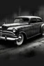 Placeholder: An old classic car 1900 a full side view , Hyper Realistic Aerial Grungy Dark-Grey Brush strokes on a dark rustic background with charcoals