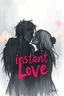 Placeholder: oh no instant love, blurred back ground, spray air brush with pen outline