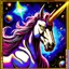 Placeholder: 90's TCG art retro fantasy art of epic Space unicorn