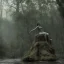 Placeholder: giant statue wornderfull woman abandoned between moutain, swamp, water, glass, fog, highly realistic, highly detailed, intricate, 8k