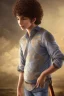 Placeholder: beautiful 12 year old arabic boy with curly hair and light blue eyes