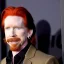 Placeholder: male actor Courtney Gains as a ruggedly handsome, roguish pirate, charismatic, attractive male, masculine, perfect, precisely detailed clear eyes, unblemished, flawless skin, softly freckled face; meticulously detailed multi-hued ginger carrot-colored cherry fire red hair; Malachai of the corn