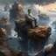 Placeholder: a man sitting on top of a rock next to a body of water, matte painting of human mind, alejandro burdisio art, dream scenery art, cgsociety 9, breathtaking digital art, cgsociety ), digital art fantasy art, digital art fantasy, fantasy space, surreal matte painting, sylvain sarrailh and igor morski, science-fiction art wallpaper