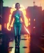 Placeholder: retro sci-fi portrait image from 1980, Los Angeles street explosions, fire, scared people, sweet young blonde woman walking, tight latex suit, soft color, highly detailed, unreal engine 5, ray tracing, RTX, lumen lighting, ultra detail, volumetric lighting, 3d, finely drawn, high definition, high resolution.