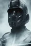 Placeholder: All Black Hayden Christensen soldier, ghost, wearing high tech mask, white smoke, dark, rage, sorrow, high definition, ultra 8 k, volumetric lighting, blue fire, fog