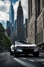 Placeholder: A Tesla's 'Cybertruck' is racing at top speed, near the "Empire State Building' in New York. CINEMATIC. WIDE ANGLE LENS. PHOTO REAL.