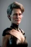 Placeholder: Robin Wright as evil queen in black leather, busty, cleavage, voluptuous, Claire Underwood, angry, stern look. character design by cory loftis, fenghua zhong, ryohei hase, ismail inceoglu and ruan jia. unreal engine 5, artistic lighting, highly detailed, photorealistic, fantasy