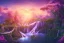 Placeholder: island waterfall palms twigs spring sunset pink flower bridge buterflies