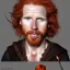 Placeholder: Portrait of Courtney Gains as a ruggedly handsome but joyful roguish pirate, charismatic, attractive male, masculine, perfect, precisely detailed, lightly freckled face, meticulously detailed multi-hued ginger carrot colored cherry fire red hair; Malachai of the corn; fantasy, intricate, elegant, highly detailed, digital painting, artstation, concept art, matte, sharp focus, illustration, art by artgerm and greg rutkowski and alphonse mucha
