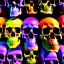 Placeholder: a picture of a dark, comedic, anatomically correct wall of colorful tightly packed stacked skulls of varying sizes and expressions, photo realistic, insanely meticulous, highly detailed, part of a collection of bones on display, 64k, dystopian, vray, cartoonish, cartoon character skulls