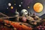 Placeholder: whimsical, weird ball-like houses stand in village in weird whimsical landscape with long bridges, , futur-surreal vibe with abstractions, around surreal cracked painted weird land with dark purple, gray, black, white, brown, and deep colors. style of Chagall , of Minjae Lee and Tim Burton, absurd beauty picture. weird bizarre absurd, nightmare, big neuron network background and thin bridges, surreal cinematic vibe