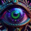 Placeholder: highly detailed eyeball, neon colour, cyberpunk, futuristic, Super detailed 3d , ethnic details, intricated details, as trending in artstation,