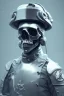 Placeholder: British ghost soldier, high tech skull special forces helmet, shiny platinum helmet, white smoke, dark, rage, sorrow, high definition, ultra 8 k, volumetric lighting, blue fire, fog