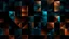 Placeholder: dark blurry abstract geometric pattern cube shape background with 3d effect and copper hues oil brush strock