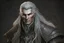 Placeholder: full length front facing ancient grizzled, gnarled elf mage, he has long, grey hair streaked with black, highly detailed facial features, and sharp cheekbones. His eyes are black. He wears weathered medieval leather clothes. he is lean and tall, with pale skin, full body with thigh high leather boots and has a dark malevolent aura within swirling maelstrom of ethereal chaos in the comic book style of Bill Sienkiewicz and Jean Giraud Moebius in ink wash and watercolor, realistic dramatic natural