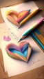 Placeholder: Drawing of love letters, realistic, colored pencils