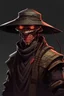 Placeholder: ronin cyberpunk character with straw hat and oni mask