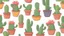 Placeholder: Cactus in pot in a row filled the area in style of cartoon on a white background