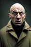 Placeholder: bald scared man in coat