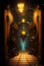 Placeholder: A steampunk dungeon hallway with a twisted clockwork robot rpg cover art