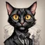 Placeholder: create a wild caricature of an aged, ornately dressed , sorceress Bombay cat, highly detailed with refined feline features in the cartoon caricature style of Gerald Scarfe and Ralph Steadman precisely drawn, boldly inked, vividly colored, 4k