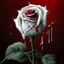 Placeholder: A white rose bleeding red blood from its stem