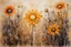 Placeholder: painted and burned burlap, sunshine, flowers, styles of Paul Klee Dee Nickerson and Tim Burton, melting watercolor and black ink outlines on wet paper, soft, shading strokes, in sunshine, ethereal, otherwordly, cinematic postprocessing, bokeh, dof