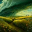 Placeholder: A collaboration between Salvador Dali, Vincent Van Gogh, and Jean Baptiste Monge. Swirling rainbow storm clouds over a vast field of long grass and plentiful flowers swaying in the winds. Modifiers: highly detailed elegant extremely detailed fantasy intricate high detail fantastic view close up ultra detailed