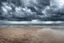 Placeholder: Surrealistic seashore, stormy clouds,