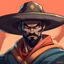 Placeholder: portray Vageta from DragonBallZ in the same style but wearing a sombrero on his head