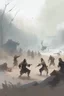 Placeholder: scena di combattimento stile Jakub Rozalski