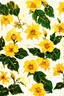 Placeholder: SEAMLESS Pattern masterfully detailed, vibrant yellow golden flowers green leaves and golden lines created with spatulated oil painting techniques, featuring thick, impasto strokes, grunge scratches, and deposit of saturated oil pigments along the with white background