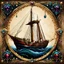 Placeholder: a ((hand_drawn_jeweled_boatswain's_call_schematic_on_jeweled_nautical_parchment_bold_lines_loose_lines)), deep rich colors, (shiny glass jewels), ultra quality, ultra-detailed, 16k resolution, trending on Artstation, gorgeous and elegant, unique