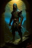 Placeholder: 1970's dark medieval fantasy cover dnd style oil painting of ninja obama with minimalist far perspective.