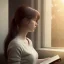 Placeholder: Study girl read a book in by the window, movie, real photo realistic, unreal engine, cinematic lighting --ar 1:1 creative