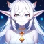 Placeholder: cosmic mage, elf, female, cosmic magic, long ears, white hair, face details, pale skin, jewellery, broad shoulders, sharp ears, star clothes, cosmic eyes, ears shown, the cosmos in eyes, shining eyes, thin face, detailed ears, magical eyes, closed mouth, make up, smiling face, happy face, pointy ears