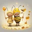 Placeholder: Happiness grandma and grandpa are healthy in a planet of honey stingless bee, realistic