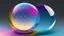 Placeholder: A crystal ball to look into the future, pink, dark blue, orange, yellow, aqua blue, very detailed and realistic