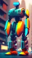 Placeholder: CHICKEN robot, sci-fi, cyberpunk, full body, ultra realistic, virtual reality, cyberpunk city and colors