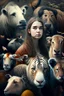 Placeholder: Barve girl with many people and animals