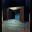 Placeholder: Minimal abstract oil paintings of a desolate concrete 1960s carpark. Road with distant Blurry lights. On the floor are concrete fragments and road markings . In the dark mysterious style of Justin Mortimer and Francis Bacon.