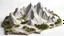 Placeholder: scenic mountain terrain model, cutout on white ground